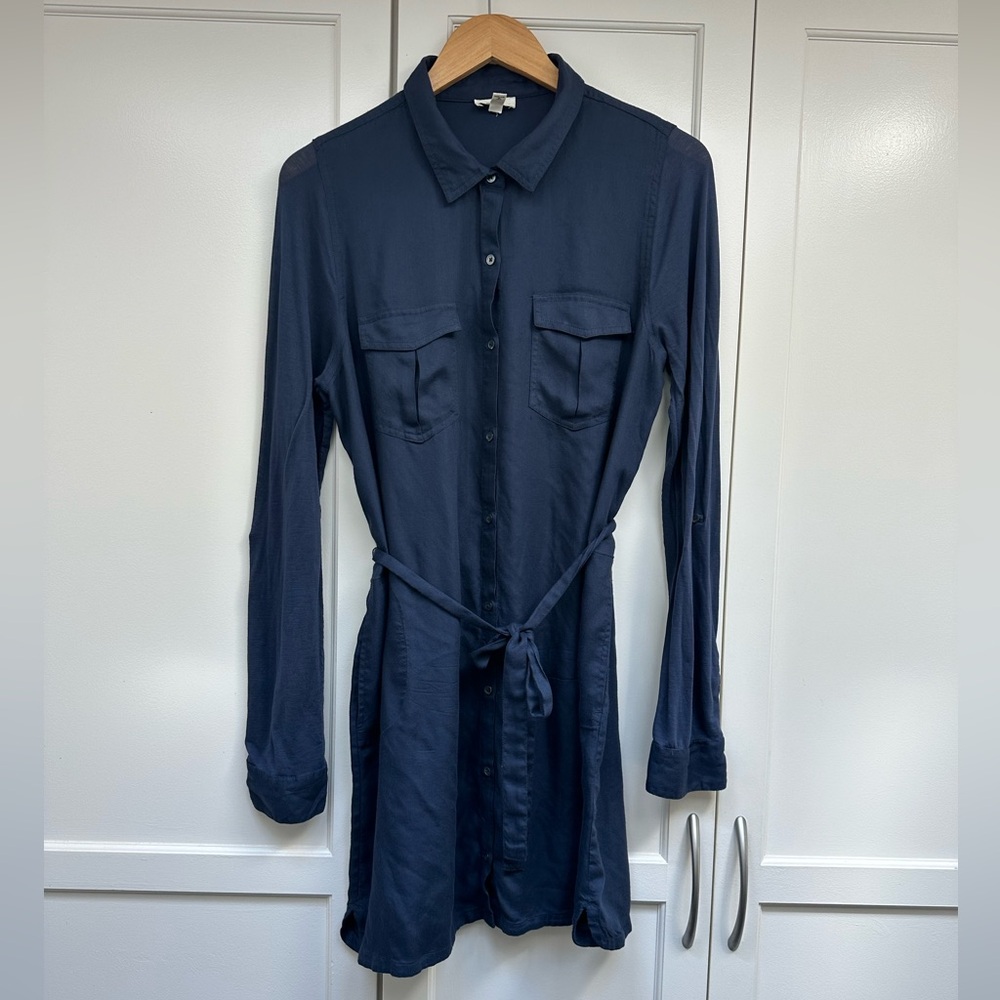 Soft Joie Belted Button Down Shirt Dress / Navy / Women’s Medium
